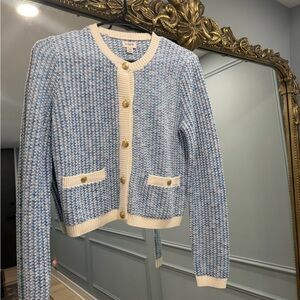 J. Crew Blue and Cream Cardigan Sweater